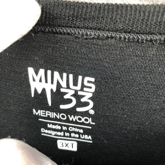 Minus 33 100% Merino Wool Long Sleeve T Shirt Mens 3XLT 3XT Black Base Layer - Picture 6 of 10